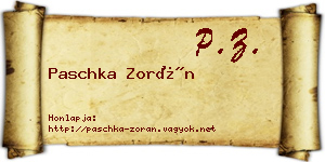 Paschka Zorán névjegykártya